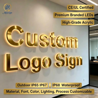 Letrero Publicitario Exterior 3D, Acrílico, Acero Inoxidable, Corte Láser, Logotipo LED, Metal Dorado Cepillado, Retroiluminado, Letras 3D para Negocios