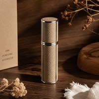 Atomiseur de parfum en cuir d'agneau 5 ml, rechargeable, portable, mini flacon de voyage, bouchon à vis, personnalisable, argenté, multi-usage