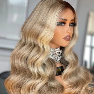 SHY Luxury Design Blonde Highlight Couleur HD Transparent Suisse Dentelle Corps Vague Longue Longueur Avec Des Cheveux De Bébé pour Les Femmes Blanches - Product Image 1