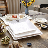 Assiettes carrées en mélamine blanches, écologiques, incassables, à motif personnalisé, pour fêtes, mariages et dîners