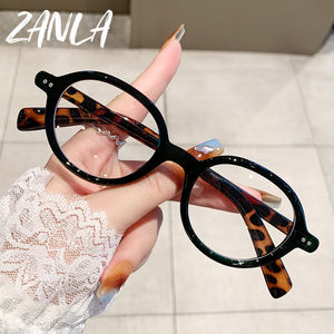 2025アンチブルーライト女性用楕円形眼鏡ヒョウブランドデザイナー光学レトロインスグラムフレームクリアメガネオタクメガネ - Product Image 1