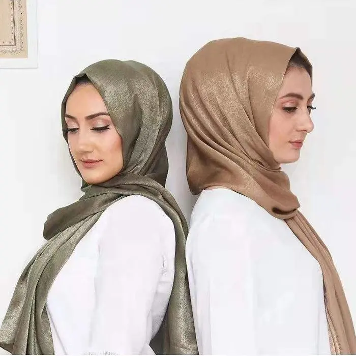 JYL Long Hijab 46 Colors Women Soft Velvet Satin Silk Shawl Beautiful Plain Colors Head Scarves