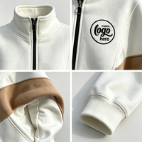 Nouvel ensemble tendance pour femmes : veste oversize à col montant zippée et survêtement deux pièces ample avec logo personnalisé (hoodie et pantalon de jogging)