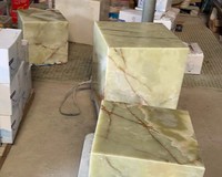 Présentoir de décoration de maison poli naturel, Cube de lin d'onyx vert rose, plinthe de marbre