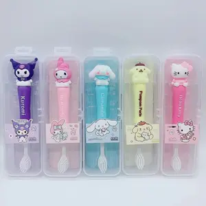 Yeni Kawaii Sanrio Kitty diş fırçası mymi Mymelody Anime yumuşak saç seyahat taşınabilir Fiber diş fırçası seti Oral temizleme fırçası