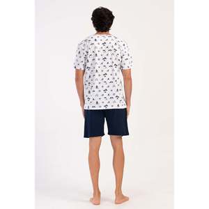 Conjunto de pantalones cortos de manga corta con cuello en V y bolsillos para hombre - Product Image 1