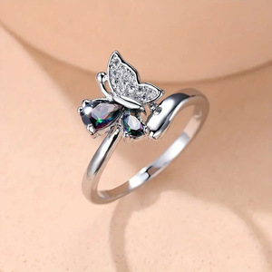 แหวนผีเสื้อแสนหวานสำหรับผู้หญิง เครื่องประดับนิ้วแฟชั่นหรูหรา - Product Image 3