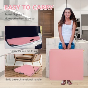 Mesa de Comedor Plegable Portátil Moderna de 4/6/8 Pies, Muebles de Exterior Ligeros de Hierro, Material Plástico Apilable Resistente al Agua - Product Image 2