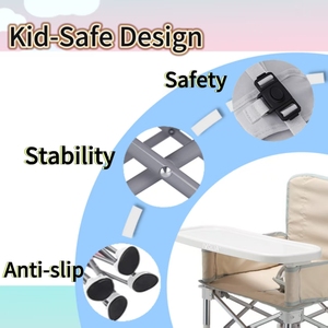 <span class=keywords><strong>Chaise</strong></span> haute d'appoint pliable et réglable en métal <span class=keywords><strong>gris</strong></span> pour enfants, idéale pour l'alimentation en extérieur - Product Image 5