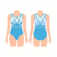 Nouveau justaucorps de gymnastique pour adultes, imprimé, à manches longues, une pièce, en Spandex et Nylon, pour la compétition