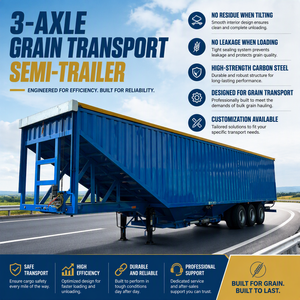 Semi-remorque citerne à grain Feichi 3 essieux personnalisable pour le transport de céréales (arachides, blé) – Semi-remorque à fond tombant de haute qualité - Product Image 1