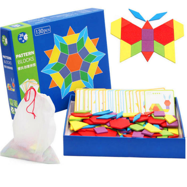 Montessori 130pcs rompecabezas creativos de madera, figuras geométricas  Puzzles cognitivos, rompecabezas interactivo de educación temprana para  padres