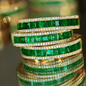 อาซูโอ 18K ทองคำแท้สีเหลืองเพชรแท้ธรรมชาติมรกตคุณภาพสูงสวมใส่ทุกวันแหวนของขวัญสำหรับสุภาพสตรีวันเกิดปาร์ตี้ Au750 - Product Image 4