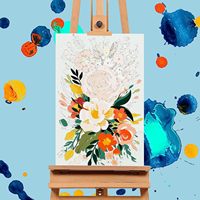 Ensemble de peinture à l'huile numérique encadrée SONGWOO Art, 4 pièces, peinture de paysage et de fleurs peinte à la main par numéros