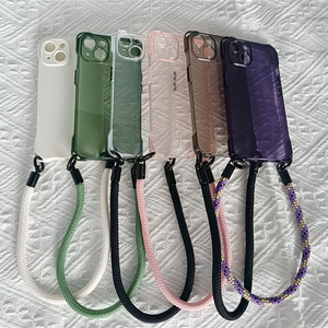 Correa de teléfono tejida protectora de Cuatro Esquinas, <span class=keywords><strong>funda</strong></span> de teléfono de TPU suave para <span class=keywords><strong>iPhone</strong></span> 16 15 Plus 14 13 12 <span class=keywords><strong>11</strong></span>, <span class=keywords><strong>funda</strong></span> decorativa <span class=keywords><strong>con</strong></span> cordón - Product Image 1
