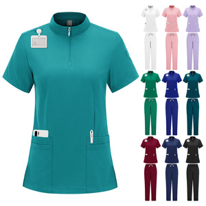 Women Hospital Uniform <b>Set</b> Moisture Wicking Split Design Workwear For Nurses <b>Doctors</b> Spa Salon Use - Product Image 1