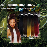 Extensions de cheveux synthétiques en fibre haute température Bozhen, 26 pouces, tresses au crochet, double trame, emballage jumbo, teintes