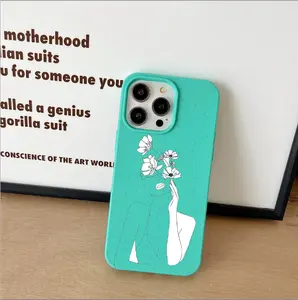 Nova moda personalizada caixa do telefone degradável trigo fosco textura traseira shell para iPhone 15 Pro max telefone caso capa de volta proteção