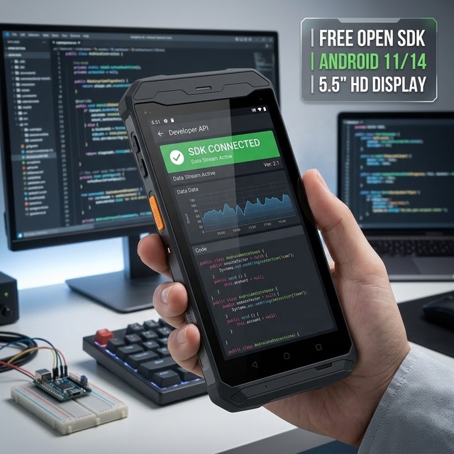 Android 14 5.5 Inch Rugged Handheld Terminal PDA with Free SDK for System Integrators & Software Developers