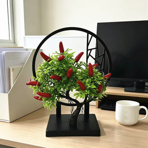 Árbol de Frutas Artificial Paulon Bonsái de 10cm-30cm, Decoración de Plástico para Interiores, Hogar, Oficina, Sala de Estar, Entrada - Product Image 2