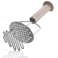 Triturador de Patatas de Metal Resistente con Acabado Pulido Espejo, Utensilio Manual para Machacar Alimentos