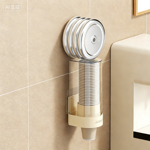 Dispenser per Bicchieri da Parete Gratuito, <span class=keywords><strong>Porta</strong></span> Bicchieri in Plastica <span class=keywords><strong>Trasparente</strong></span> per Bicchieri Usa e Getta, per <span class=keywords><strong>Cucina</strong></span> e Ufficio - Product Image 5