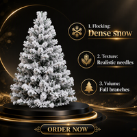 Sapin de Noël artificiel floqué pré-éclairé sur pied avec ensemble de décorations pour la maison et les fêtes en intérieur