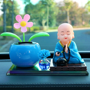 Solar Powered Mini Monk <b>Car</b> Decoration Plastic Personality <b>Ornament</b> Center Console Accessory - Product Image 1
