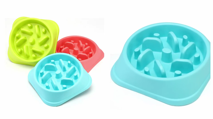 Anti-spill Eco-friendly LOW MOQ Anti Slip Multi-color Portable Slow Feeder  Dog Bowl Plastic Pet Dog Food Bowl