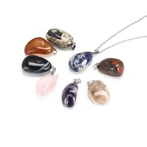 Natural Mineral Tumbled Gemstone Irregular Shape Crystal Pendant For Necklace Making Collection