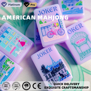 Mahjong américain de luxe personnalisé Purple <span class=keywords><strong>Paris</strong></span> Styles 160 tuiles, multicolores, pour voyage, divertissement, sport et vacances - Product Image 1