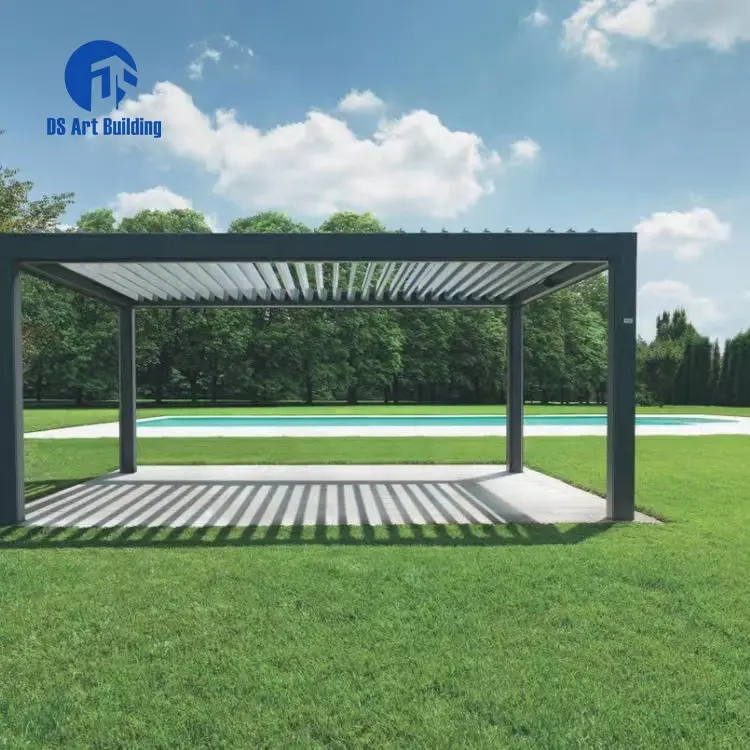 3x3 3x4 4x4 6x4m fabrika toptan Modern açık biyoklimatik bahçe alüminyum panjur Pergola motorlu ekran Jardin seti