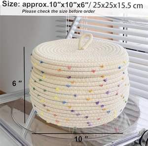 Esme L & H <span class=keywords><strong>Petit</strong></span> <span class=keywords><strong>panier</strong></span> en corde en tissu avec <span class=keywords><strong>pompon</strong></span> arc-en-ciel coloré 10x6 Cute Organizing Storage Bins for Small Toy Gifts Box - Product Image 3