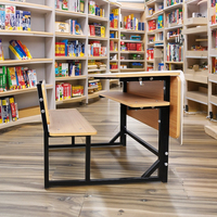 Bureau d'école durable à deux places pour centre de formation au secondaire Conception de banc en métal peu encombrante pour hôtels