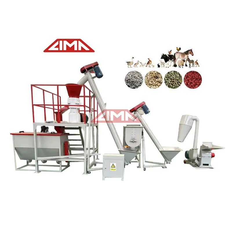 Chicken Broiler Cattle Pig Horse Poultry And Livestock Animal Feed Production Line Manufacturing Plant 2 Tons Poultry Feed Mill