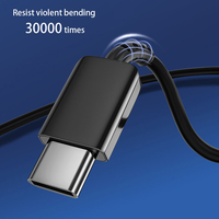 Câble USB Type C noir de 3 pieds (1 m) pour une charge rapide, compatible avec Samsung Galaxy S8 S9 S10