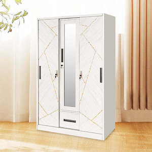Wholesale Assembled Metal Wardrobe Almirah Closet Storage Bedroom Furniture Steel Printed Key <b>Lock</b> Rust Resistant Wall Mount - Product Image 5