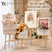 Panneau de bienvenue personnalisé en bois 3D floral poétique sur pied pour mariage, fiançailles, fête d'anniversaire, événement de grand ouverture, affichage directionnel
