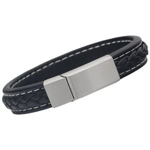 Pulsera de Cuero Tejido Azul de 14 mm con Cierre de Acero de Titanio, Joyería para Regalo - Product Image 5