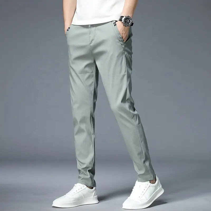 Casual Pants Men Slim Business Trousers Men Straight Cotton Solid Color Pants Mens Formal Classic Trousers