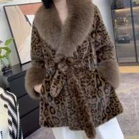 Damen Umweltfreundlicher Kunstnerzmantel mit Kunstfellkragen Winter Langarm Pelzbesatz Schößchen-Parka ELEGANTER Mantel mit Gürtel