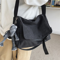 Sac bandoulière en toile grande capacité unisexe, motif géométrique, style décontracté pour étudiant, idéal pour livres