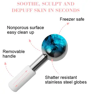 プライベートラベル冷凍フェイシャルマッサージローラーマジッククライオスティック冷却ステンレス鋼アイスグローブ