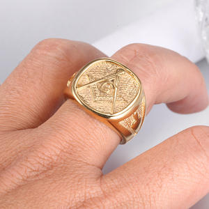 共济会骑手戒指 共济会大师戒指 共和会印章戒指 共和会印章男士不锈钢戒指 戒指 男士 - Product Image 5