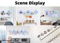 Tableau mémo en feutre gris et bleu pour décoration murale de bureau et de maison Tableau d'affichage carré en feutre pour avis, photos, notes, lettres