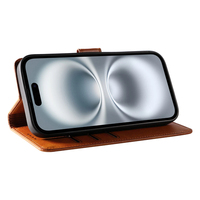 Étui portefeuille en cuir PU pour iPhone 16 Plus - Housse avec support, 3 emplacements pour cartes, fermeture magnétique et coque antichoc