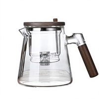Tasse à thé en verre JHOT-SALE avec filtre et poignée en bois Tasse cadeau Sw1381-2