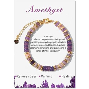 Nuovo Braccialetto Trendy con Perline di Turchese <span class=keywords><strong>e</strong></span> <span class=keywords><strong>Ametista</strong></span> Naturale per Donne <span class=keywords><strong>e</strong></span> Uomini, Catena Placcata <span class=keywords><strong>Oro</strong></span> 14k, Gioielli per Guarigione Spirituale - Product Image 1