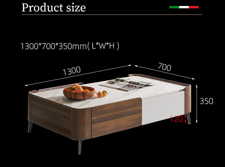 Modern wooden rectangular square marble top metal coffee table living room furniture