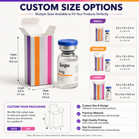 Emballages et étiquettes personnalisés pour flacons de médicaments de 3 ml et 10 ml, avec logo imprimé en couleur sur carton blanc et estampage à chaud